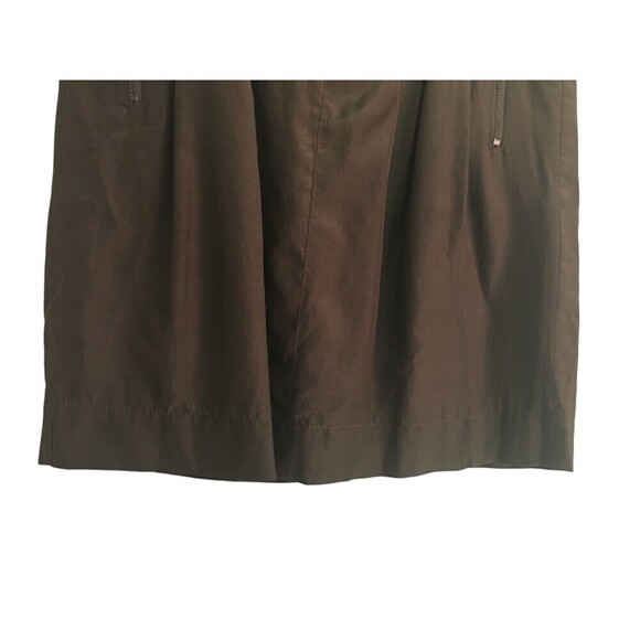 Banana Republic Mini Skirt Women's Size 2 Olive Green Silk Cotton Blend Zip - Picture 3 of 7